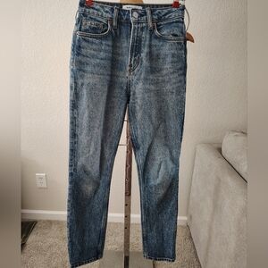 Reformation Liza Ultra High Rise Straight Jeans Denim Light Icarian Wash 24